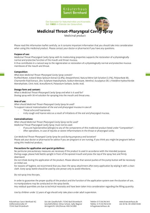 Medicinal Throat-Pharyngeal Cavity Spray